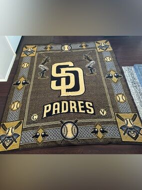 San Diego Padres 7ft x 6ft Throw Blanket Tapestry Yellow & Brown Baseball MLB